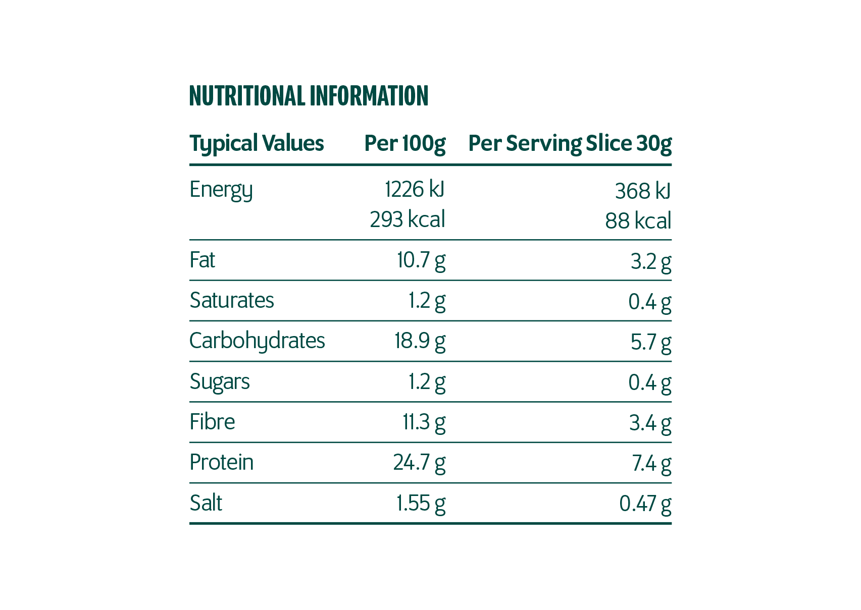 LCS Wholegrain Bloomer Nutritional